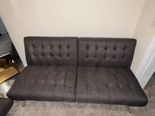 Futon set linen - futon, grey
